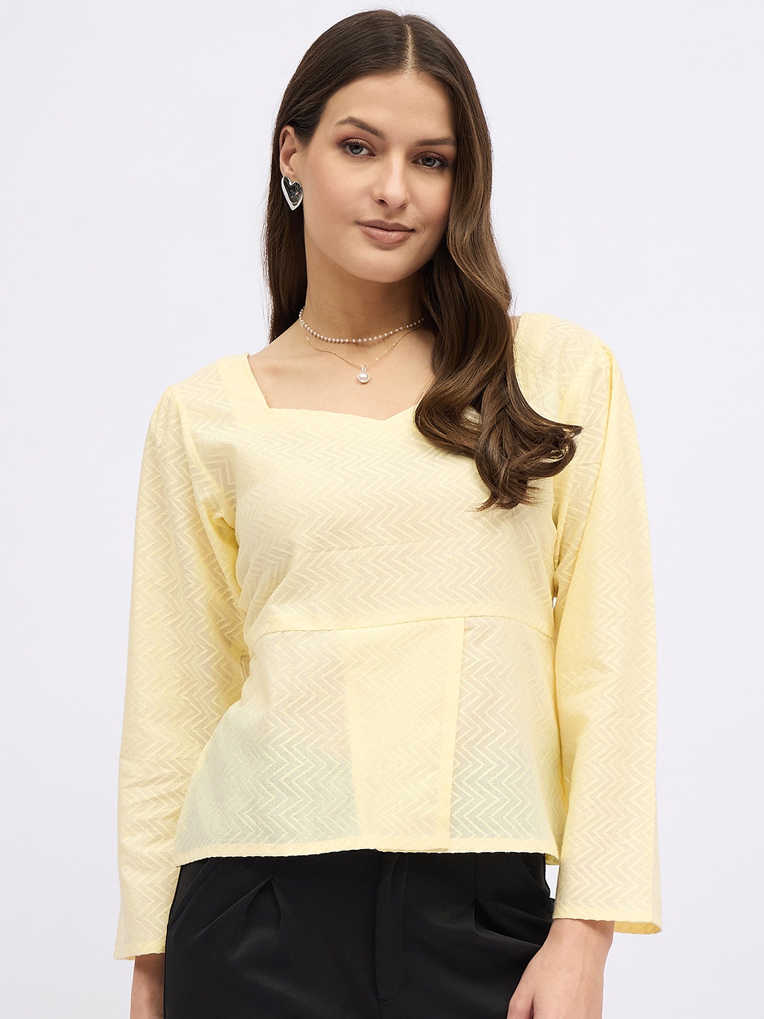 DressBerry Sweetheart Neck Cotton Top, Cream