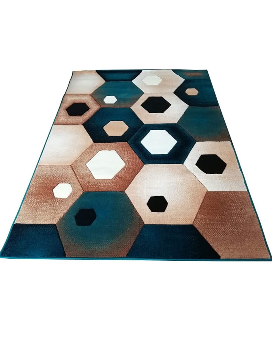 

Samjeeda Handloom carpets Black Geometric Anti-Skid Polyester Carpet