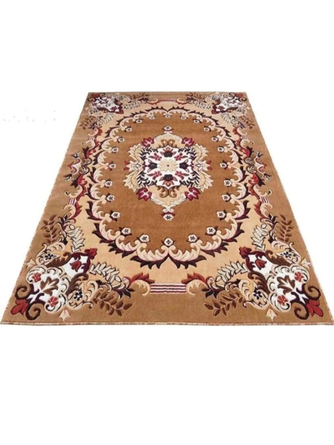 

Samjeeda Handloom carpets Black Geometric Anti-Skid Polyester Carpet