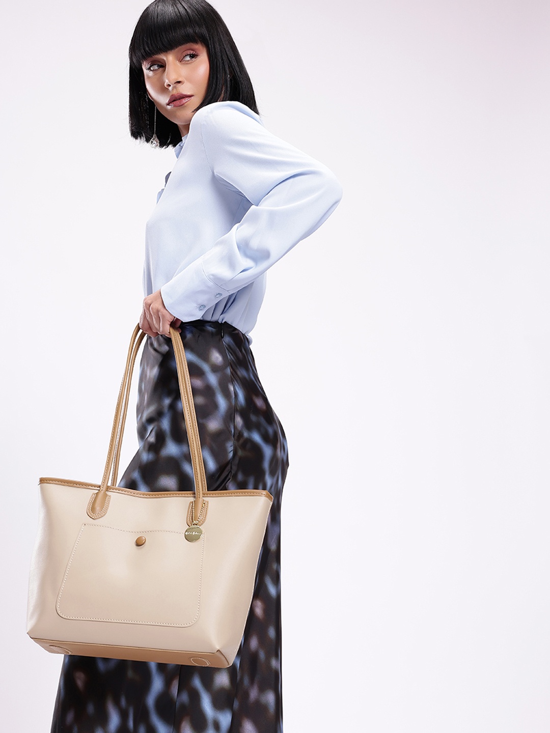 

Mast & Harbour Textured Structured Shoulder Bag, Beige