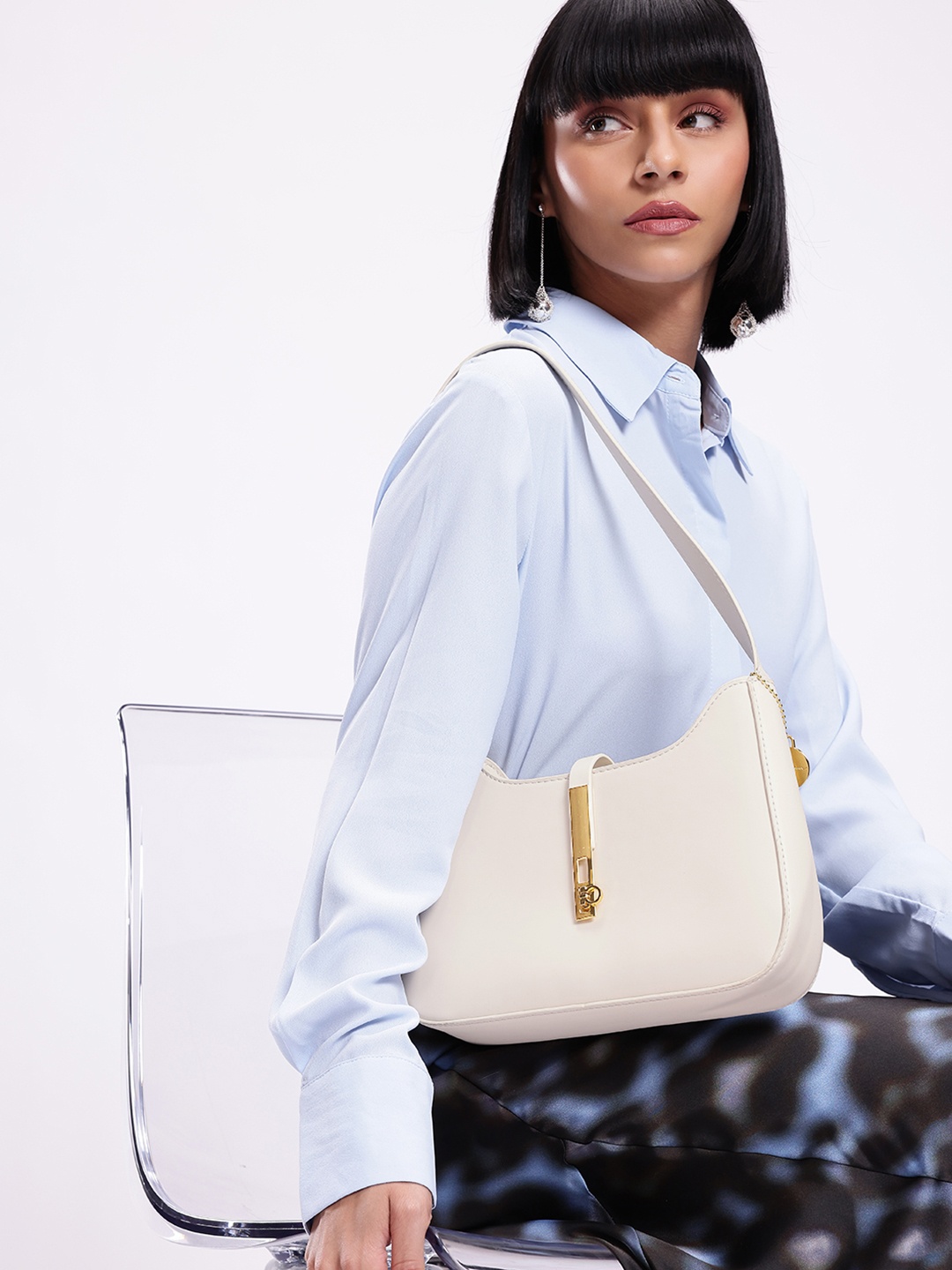 

Mast & Harbour Shoulder Bag with Stylised Handle, Off white