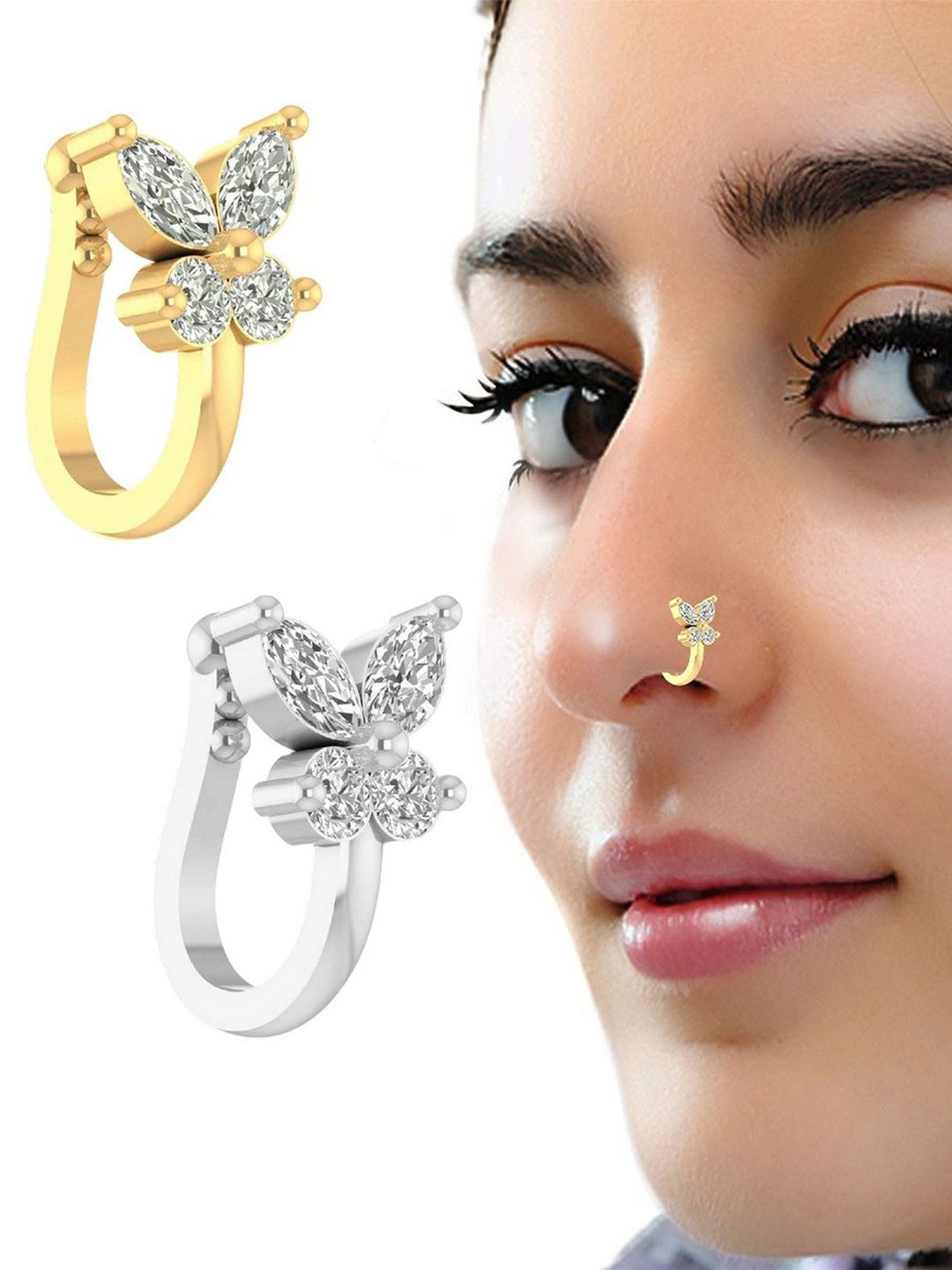 

VAMA Gold-Plated Cubic Zirconia Stud Nosepin