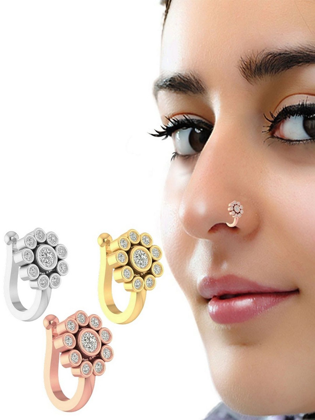 

VAMA Gold-Plated Cubic Zirconia Stud Nosepin
