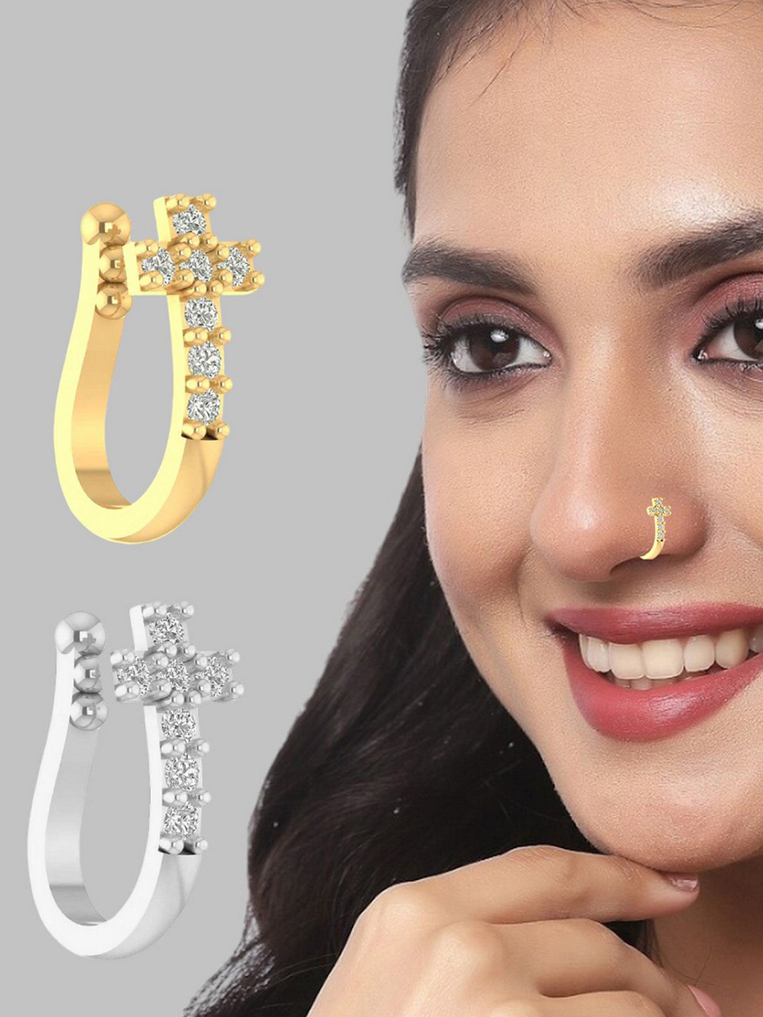 

VAMA Gold-Plated Cubic Zirconia Stud Nosepin