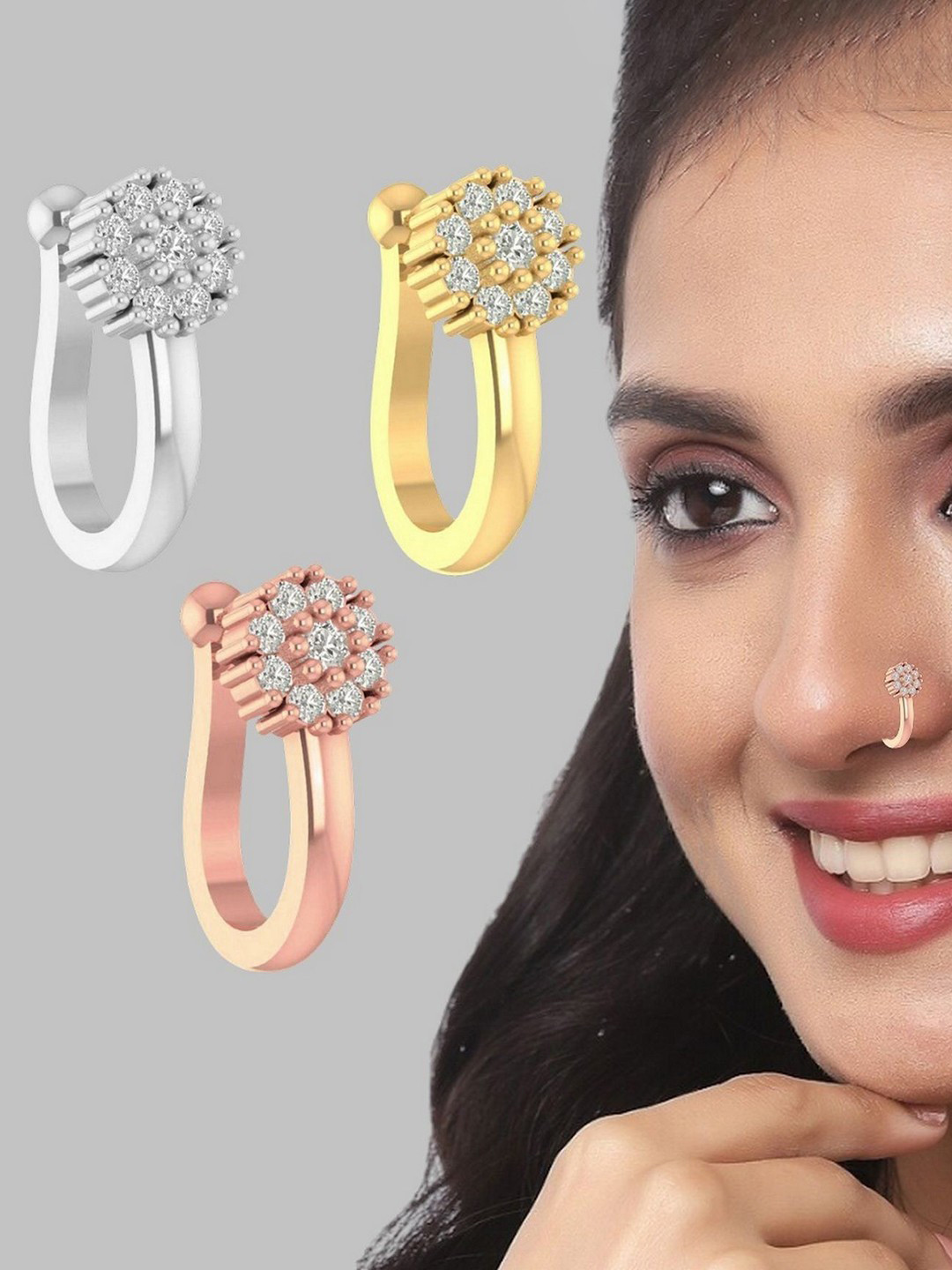 

VAMA Gold-Plated Cubic Zirconia Stud Nosepin