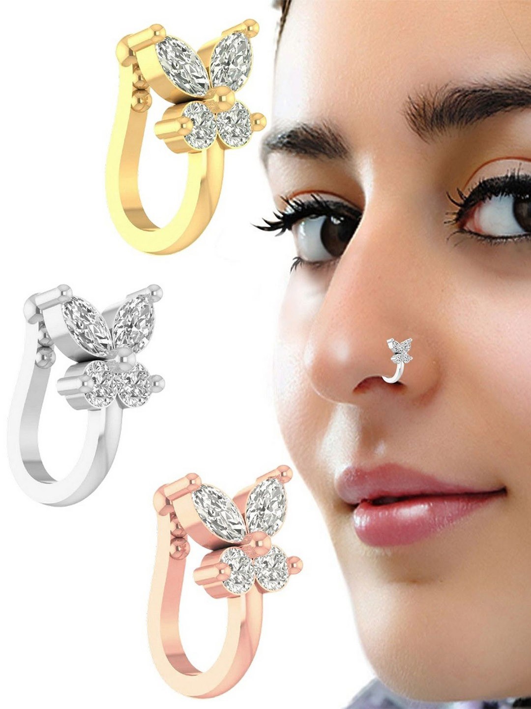 

VAMA Gold-Plated Cubic Zirconia Stud Nosepin