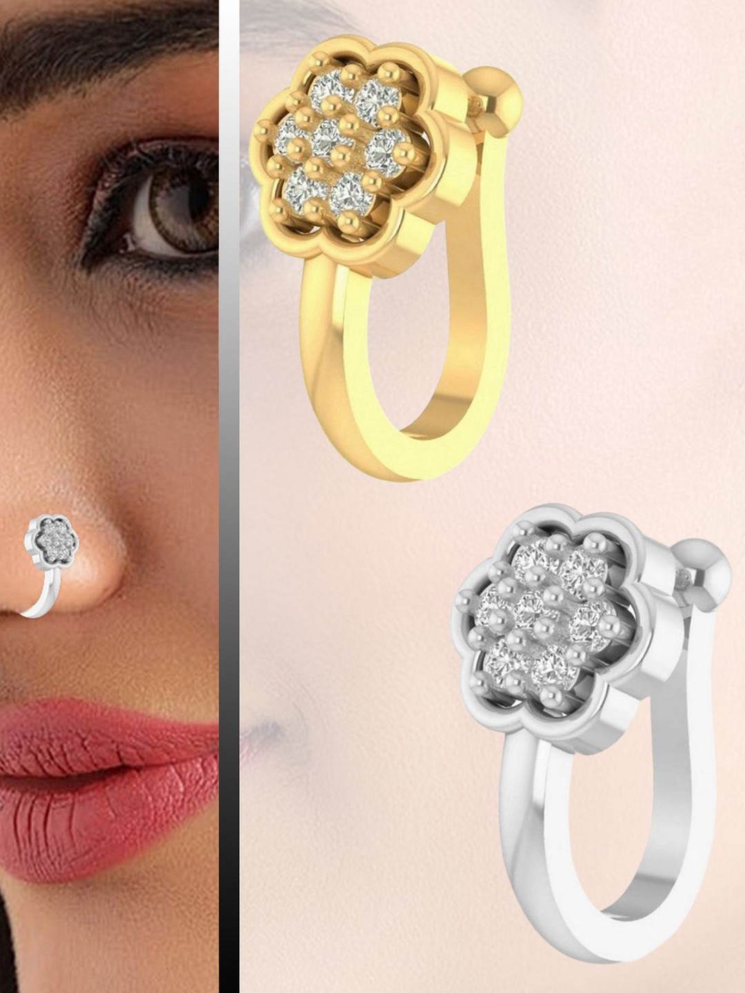 

VAMA Gold-Plated Cubic Zirconia Stud Nosepin