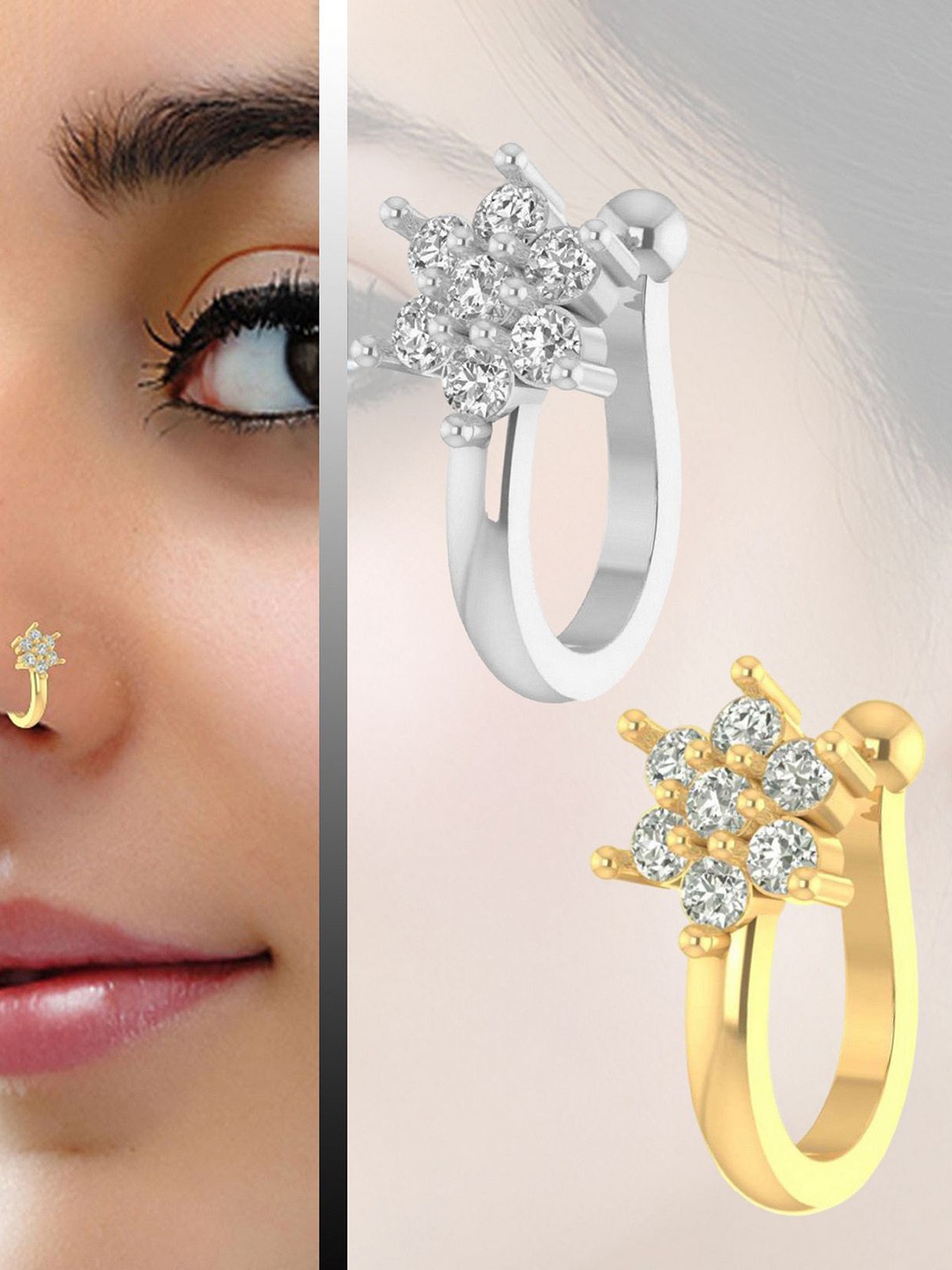 

VAMA Gold-Plated Cubic Zirconia Stud Nosepin
