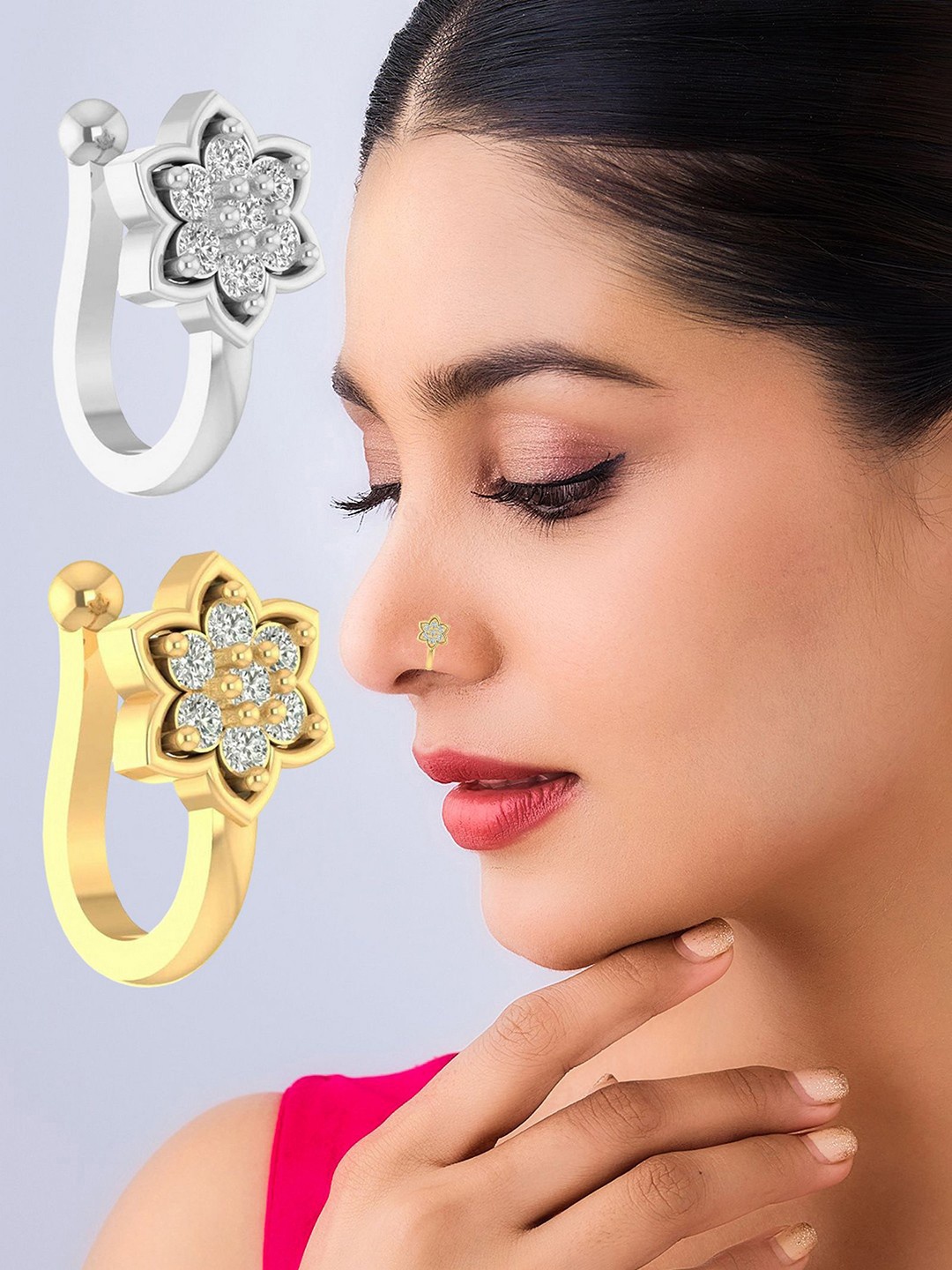 

VAMA Gold-Plated Cubic Zirconia Stud Nosepin