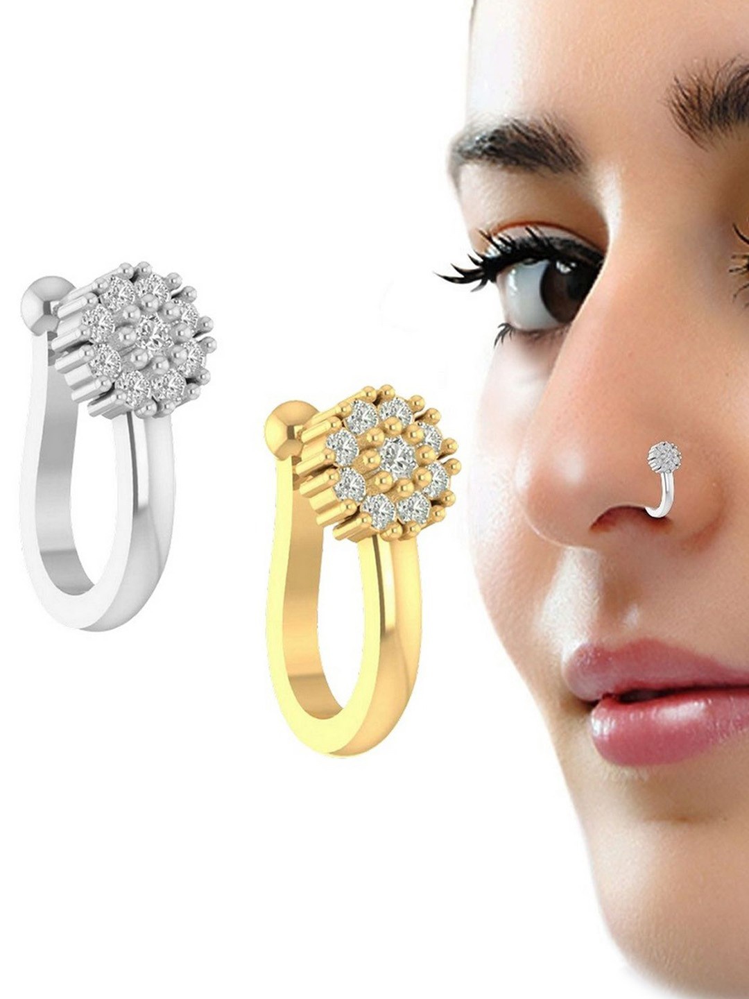

VAMA Gold-Plated Cubic Zirconia Stud Nosepin
