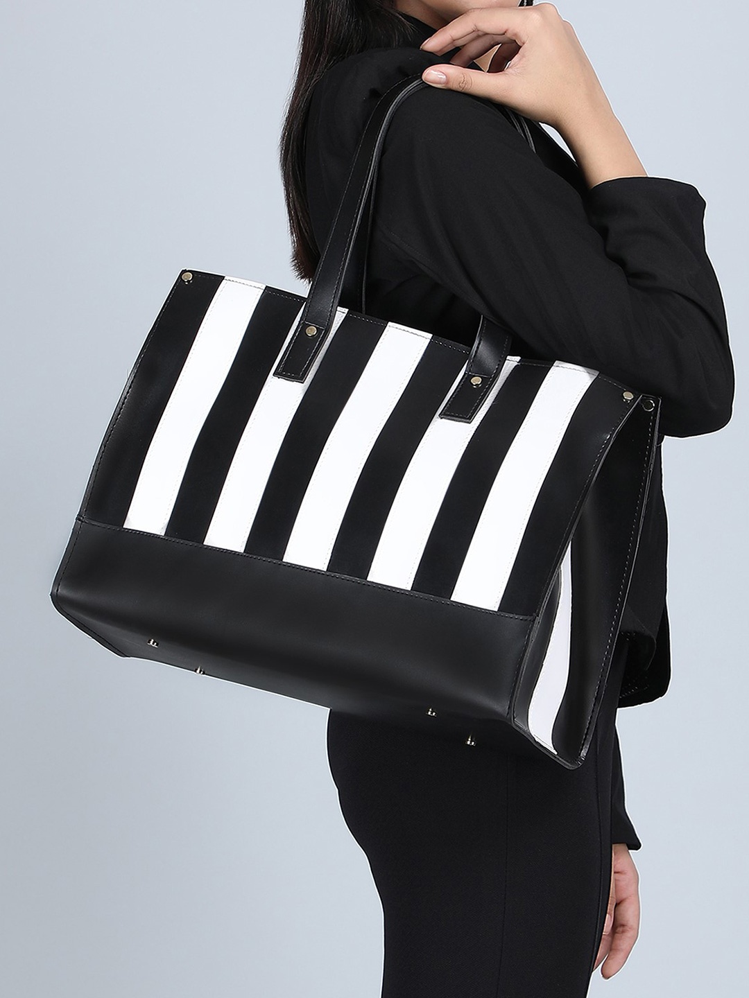 ALL ABOUT HER PU Oversized Shopper Tote Bag, Black