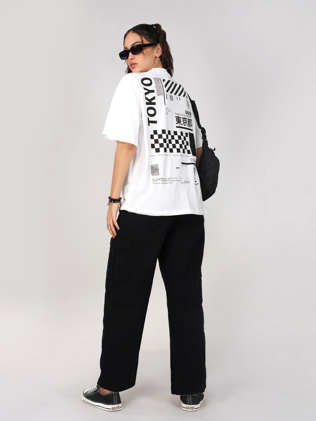 

THREADCURRY Women Printed Pockets T-shirt, White