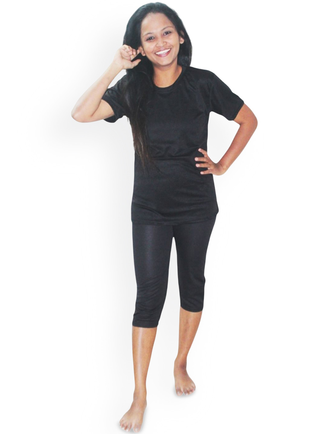 

Aqua Holic Round Neck Swimset, Black