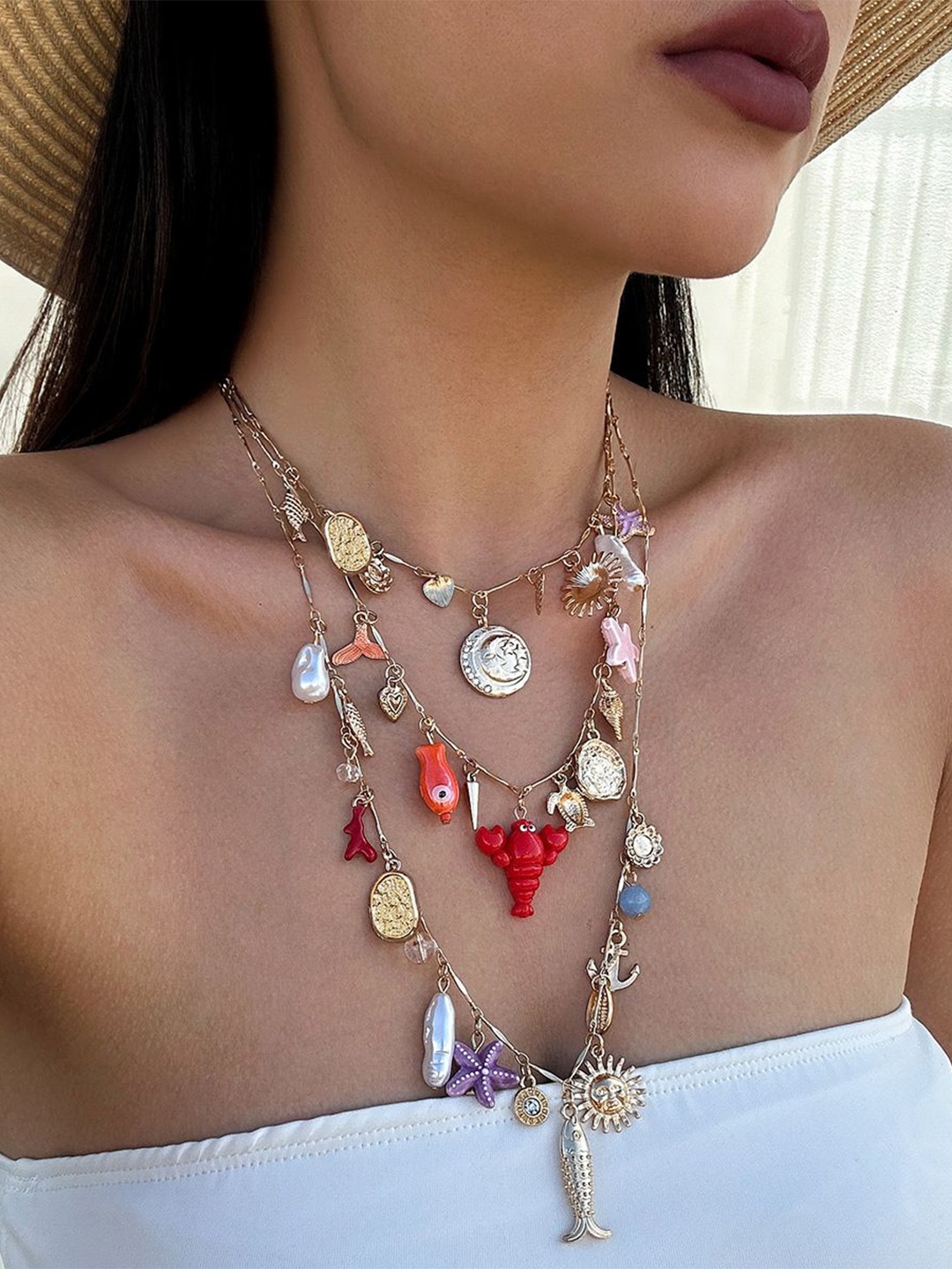 

Just Lil Things Beaded Necklace, Gold