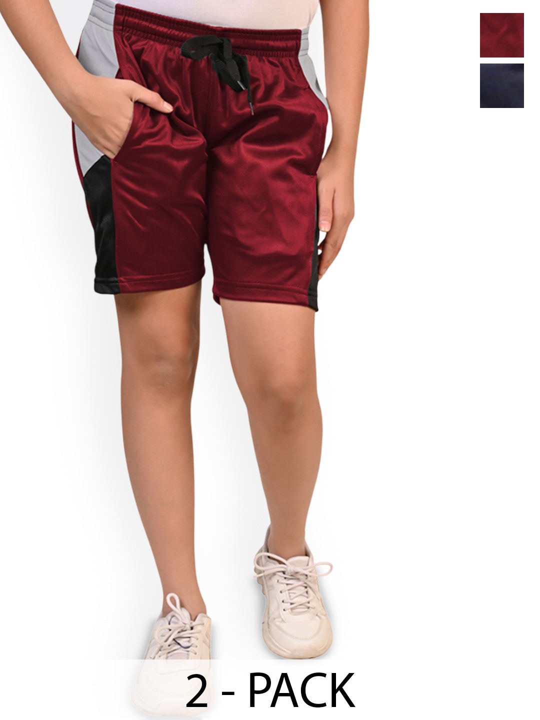 

BAESD Girls Pack Of 2 High-Rise Shorts, Maroon