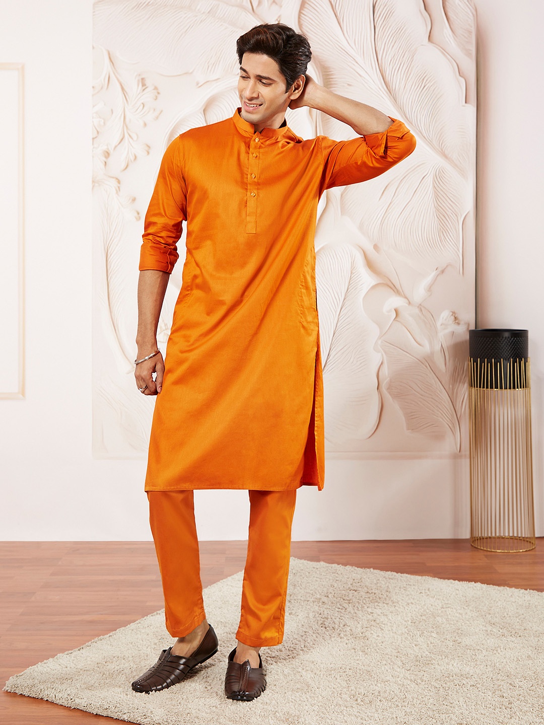 

VASTRAMAY Men Regular Kurta with Pyjamas, Orange