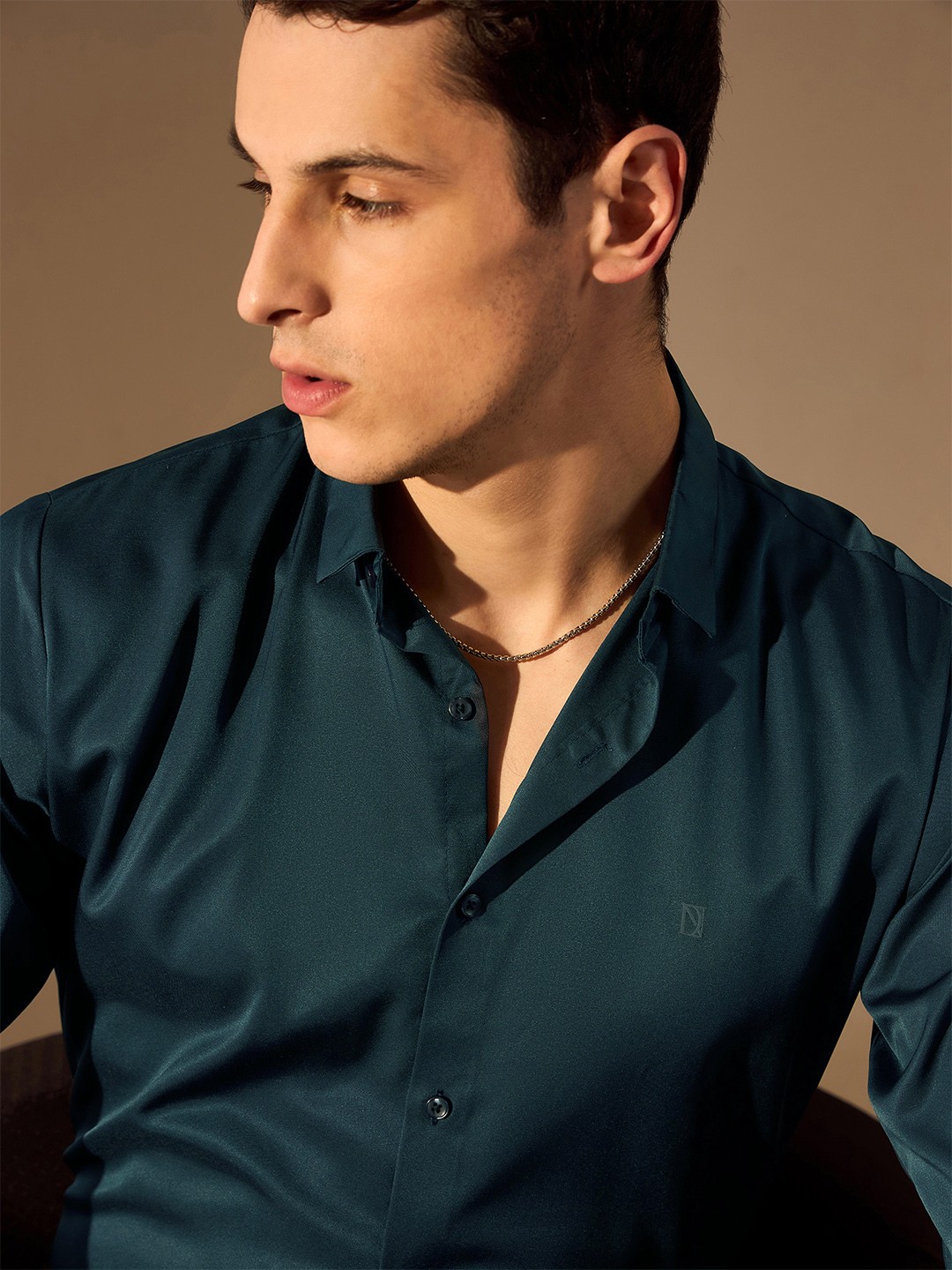 

DENNISON Premium Smart Fit Satin Party Shirt, Blue