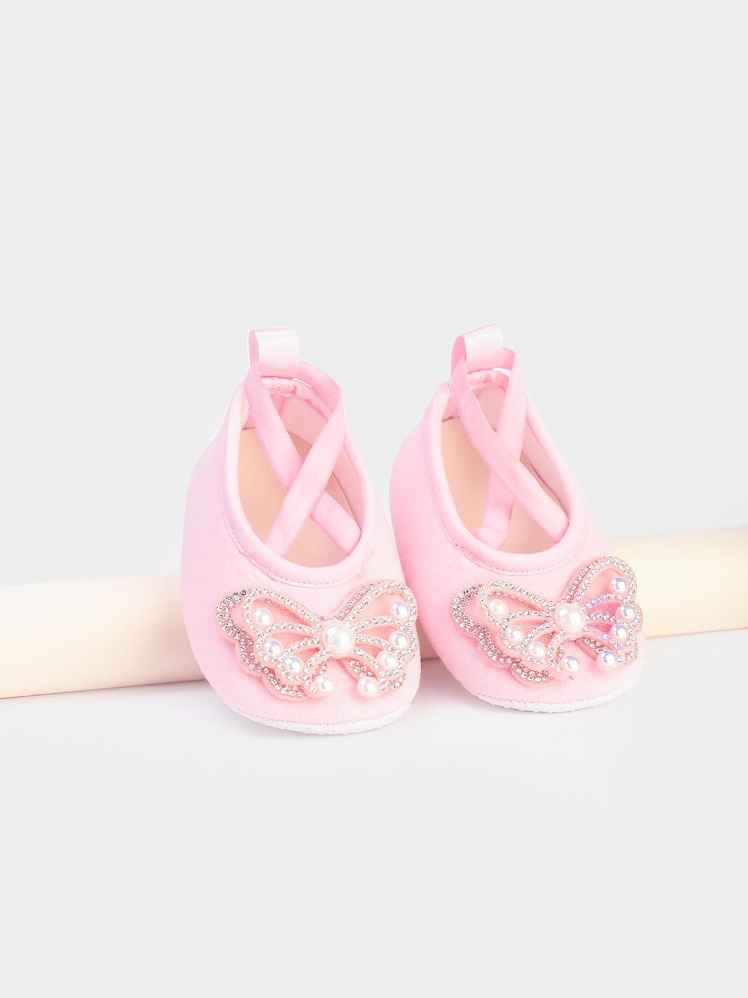 

Daizy Girls Butterfly Cotton Booties, Pink