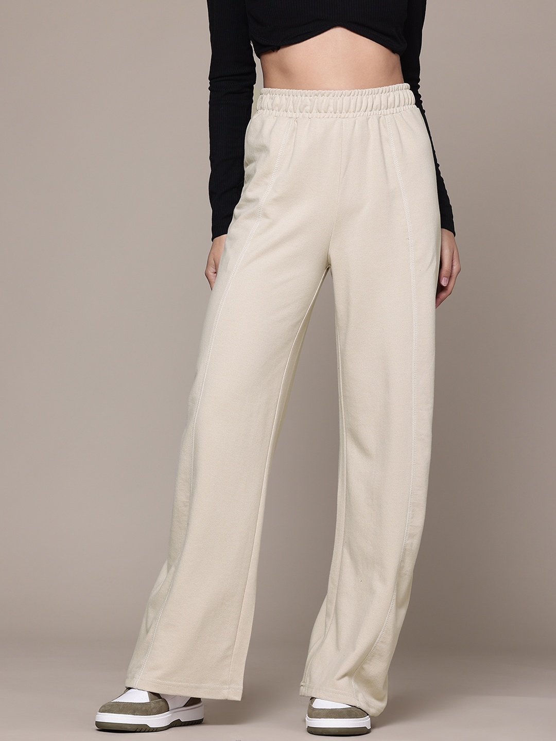 

The Roadster Lifestyle Co. Women Relaxed Loose Fit Trousers, Beige