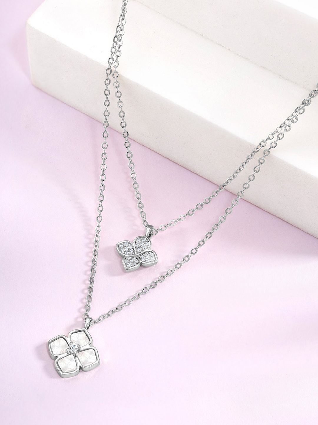 

Peora Silver-Plated Cubic Zirconia Studded Necklace