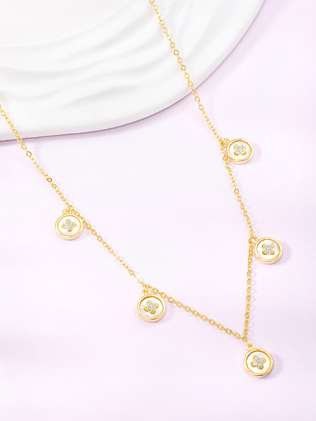 

Peora Gold-Plated Cubic Zirconia Stone Studded Necklace