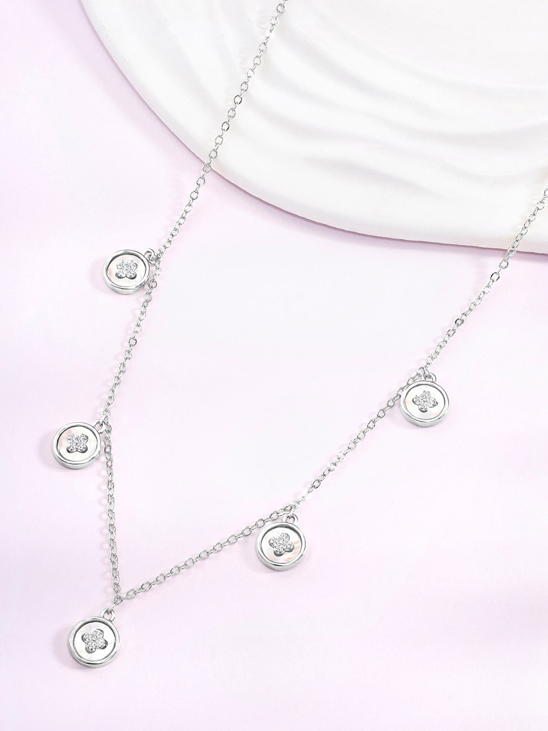 

Peora Silver-Plated Cubic Zirconia Studded Minimal Chain