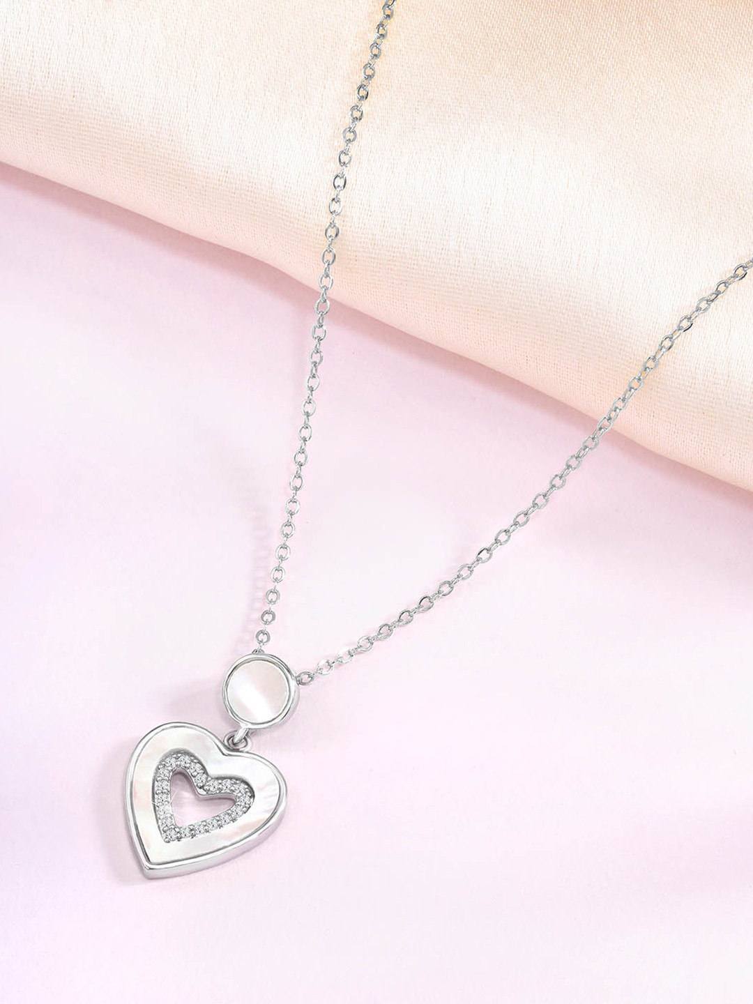 

Peora Silver-Plated Cubic Zirconia Studded Pendant With Chain