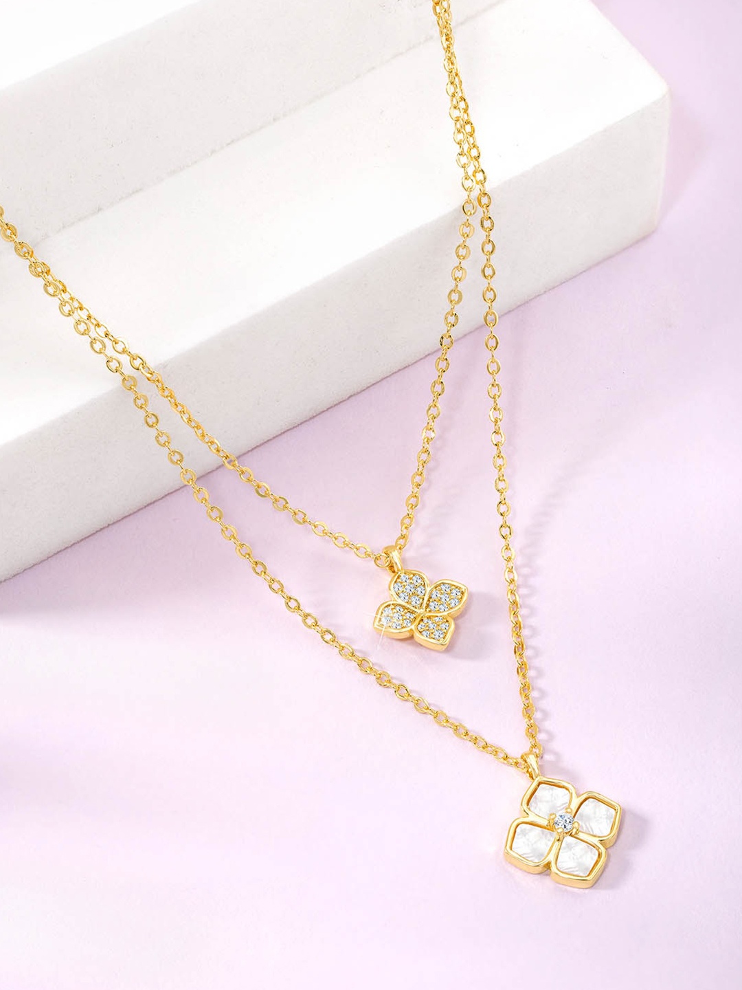 

Peora Gold -Plated CZ-Studded Pendant With Chain