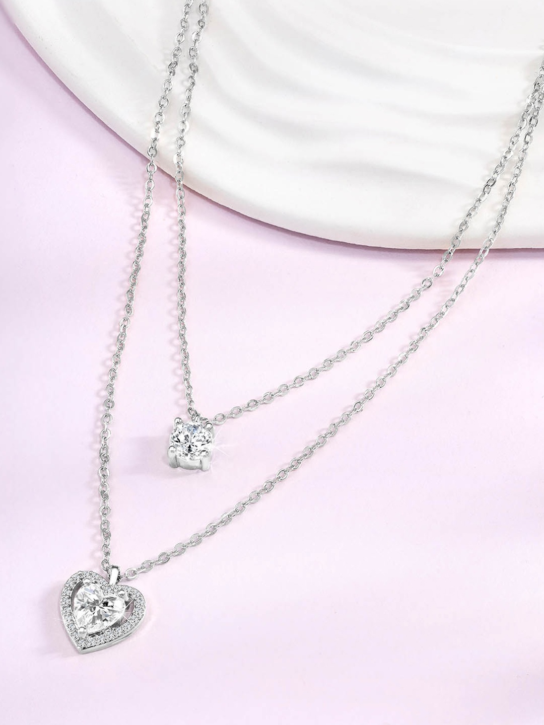 

Peora Silver-Plated CZ-Studded Layered Necklace