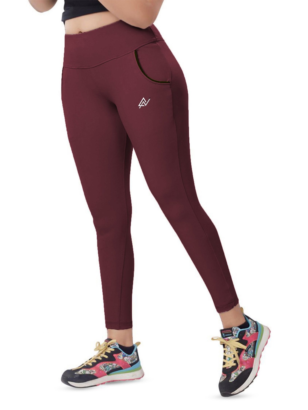 

NEXSUS Ankle-Length Yoga Tights, Maroon