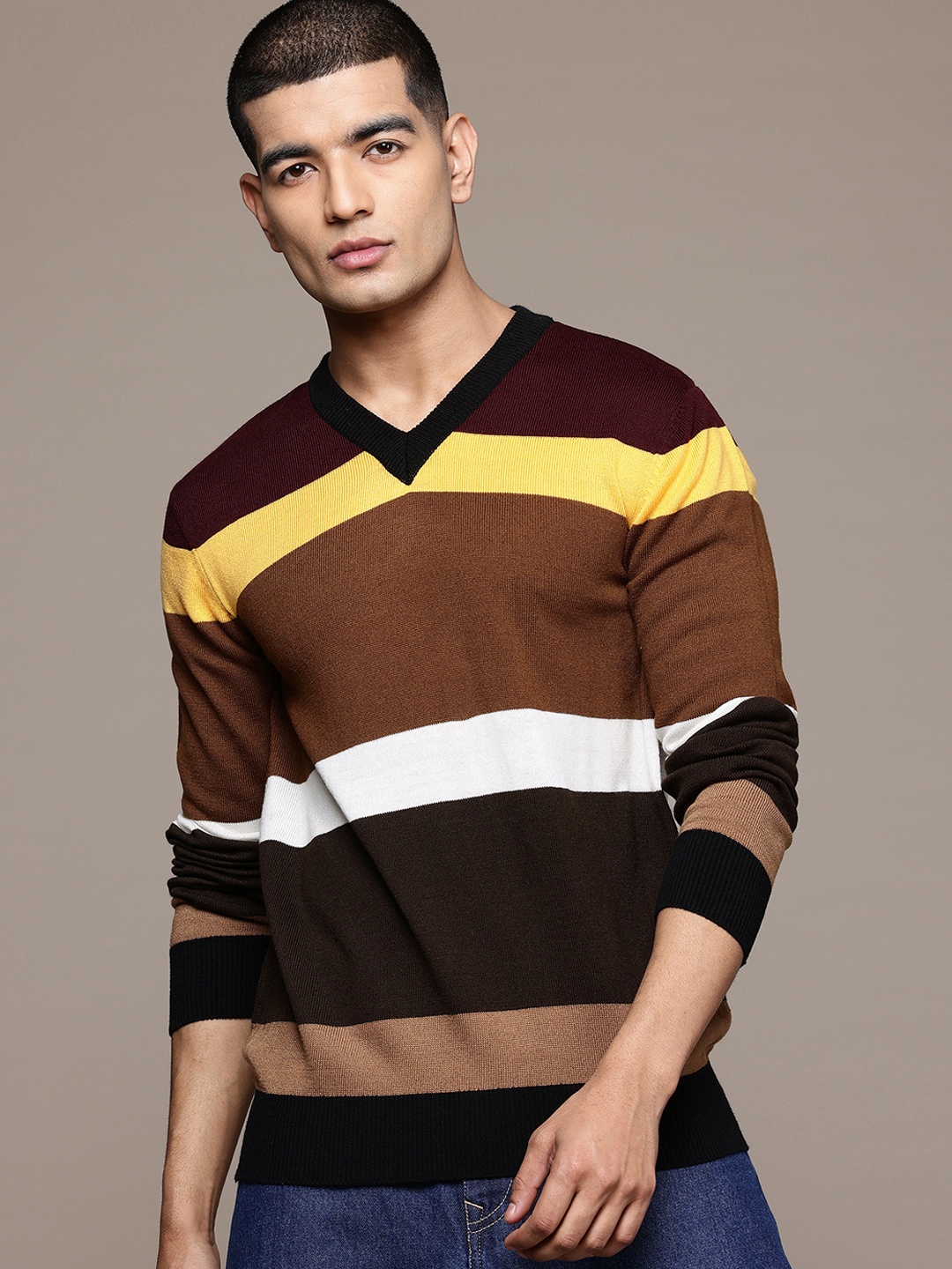 

Roadster Men Striped Pullover, Multi