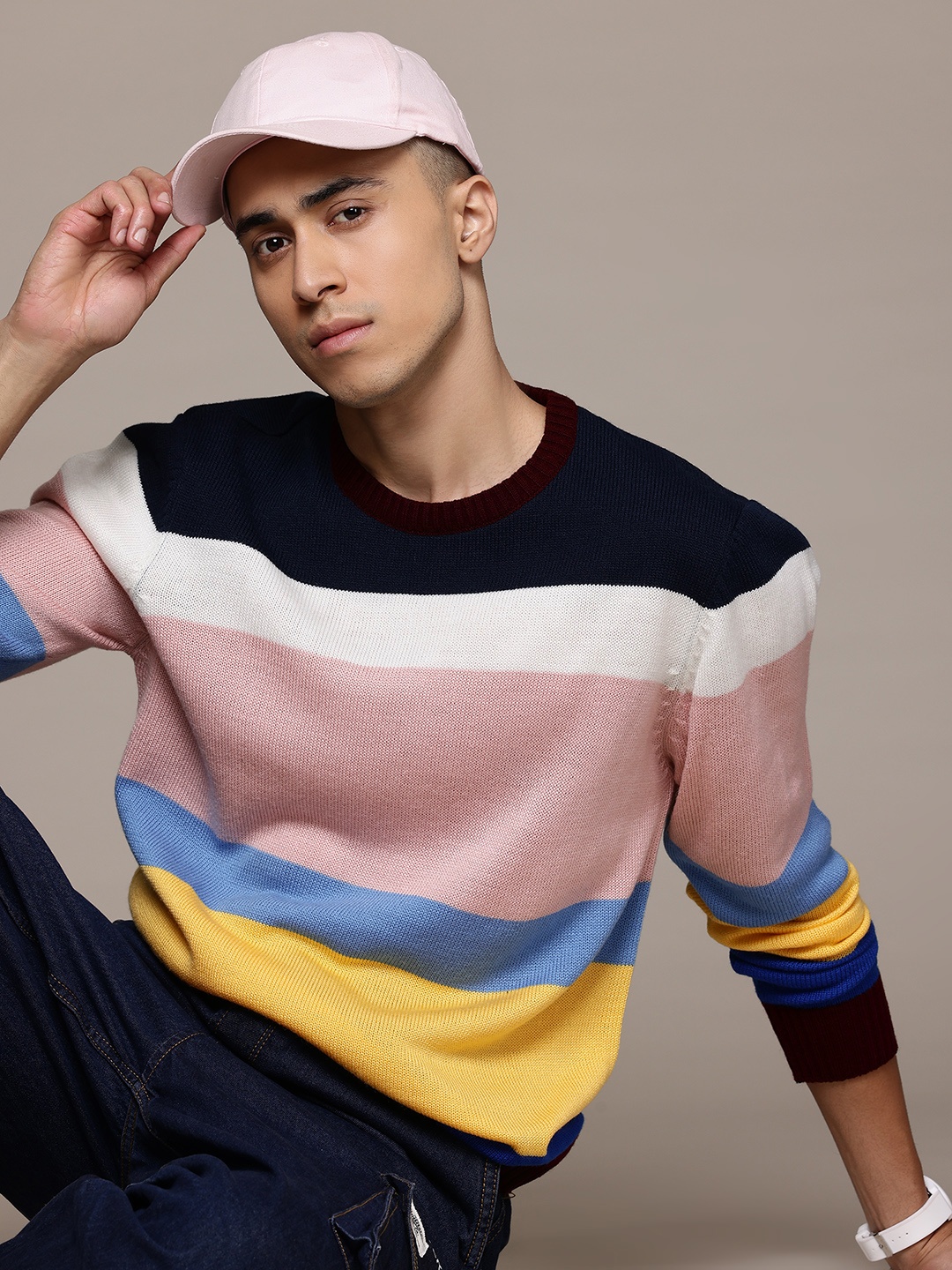 

Roadster Men Striped Pullover, Multi