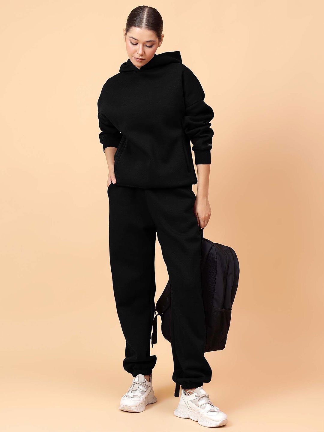 

Fitkin Women Solid Cozy Core Fleece Hoodie, Black