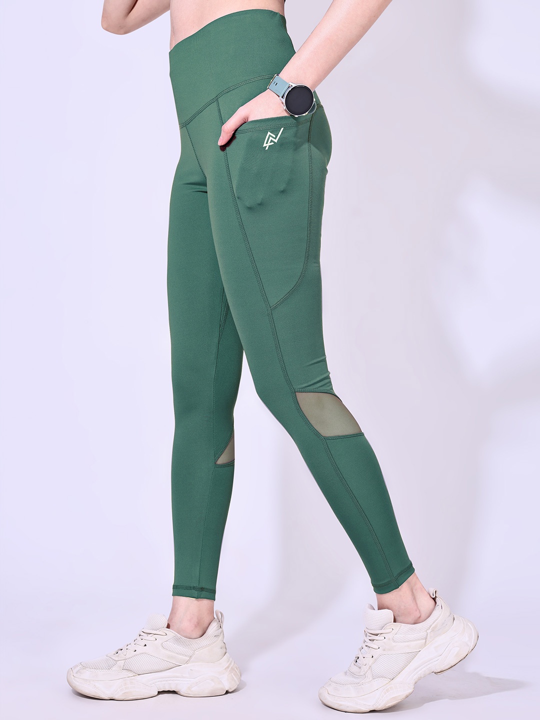 

NEXSUS High Rise Ankle Length Tights, Sea green