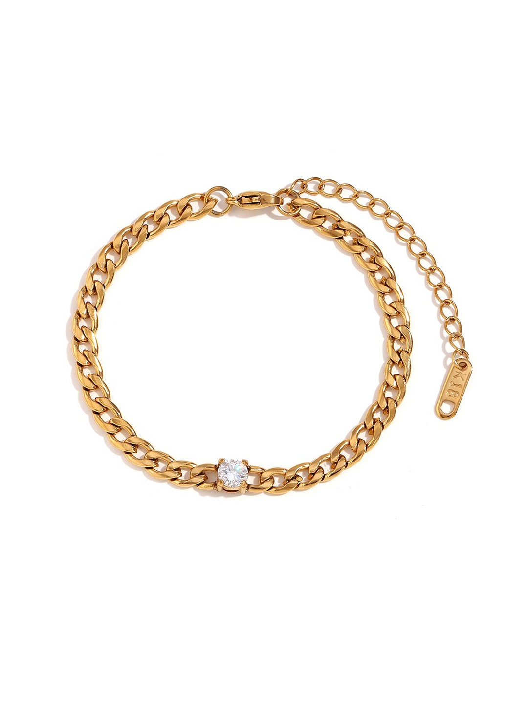 

Just Lil Things 18KT Gold-Plated Stainless Steel Stone Studded Link Bracelet