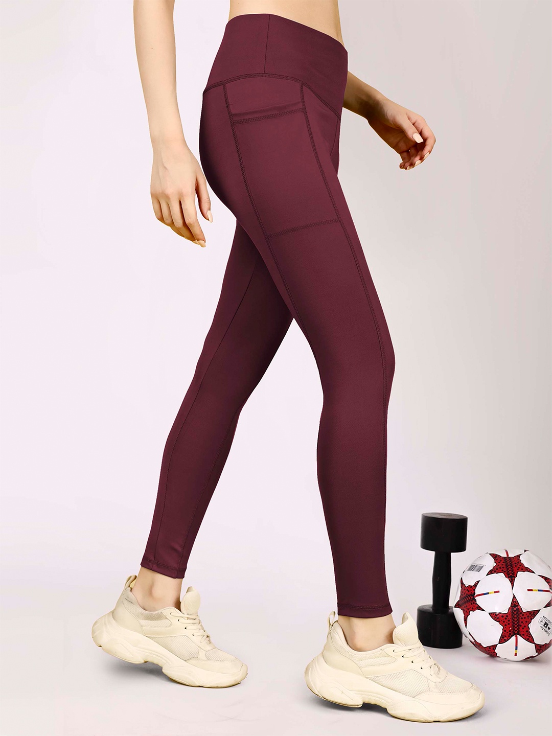 

NEXSUS Ankle-Length Yoga Tights, Maroon