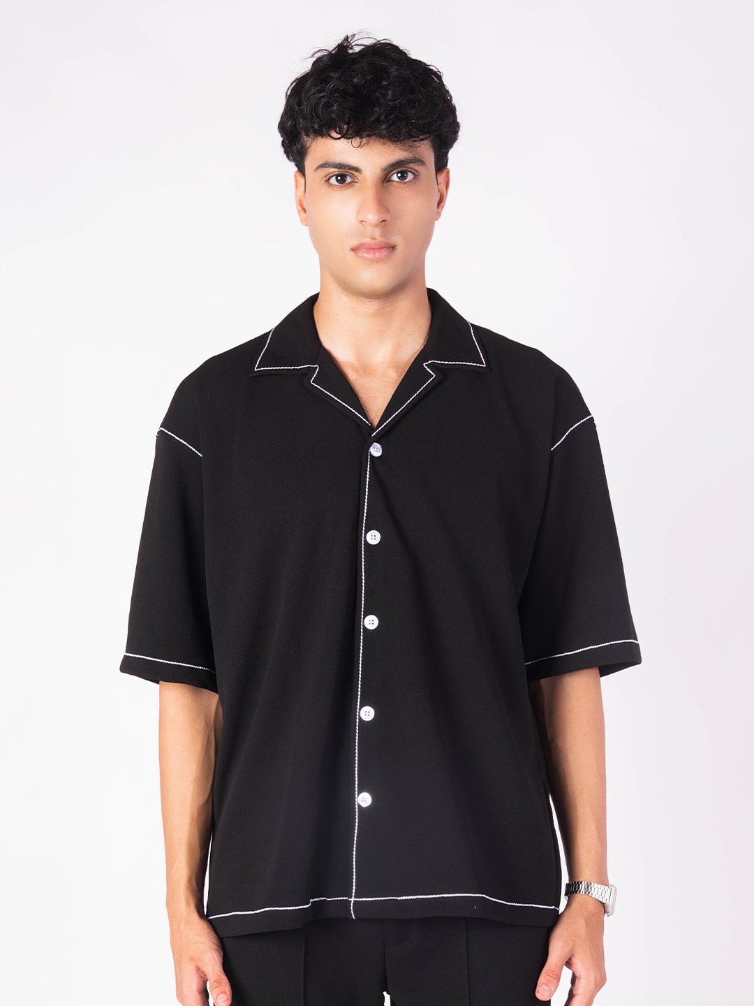 

Hop Head Black Stitchline Cuban Shirt