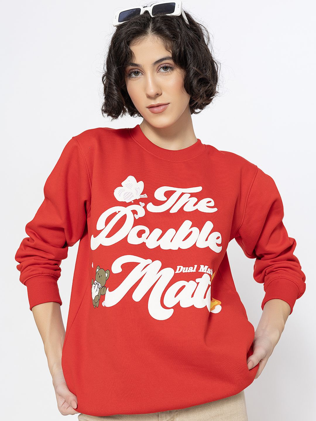

Lounge Dreams Women Printed Sweatshirt, Red