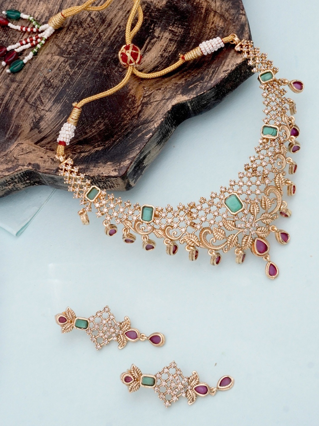 

Niscka Gold-Plated CZ-Studded Jewellery Set