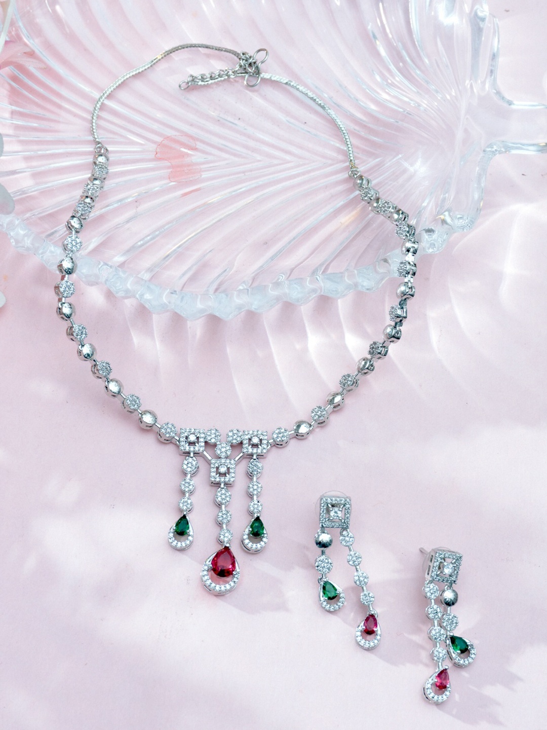 

Niscka Silver Plated AD Stone Studded Jewellery Set