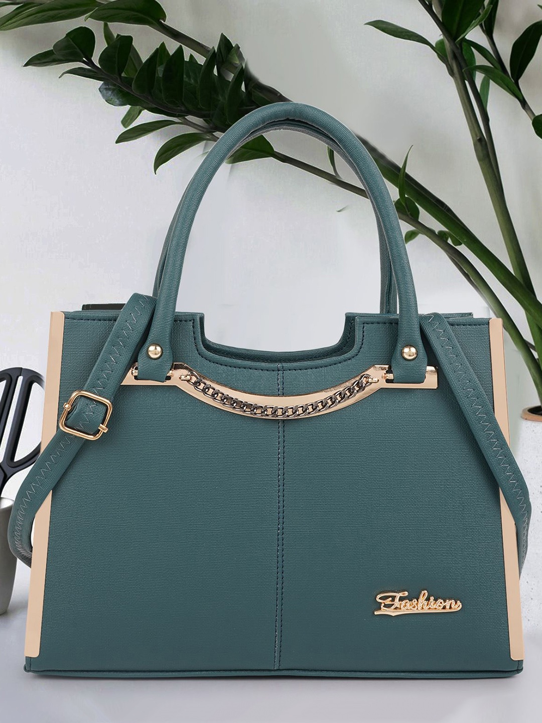 

SPOTIC Bucket Satchel with Applique, Green