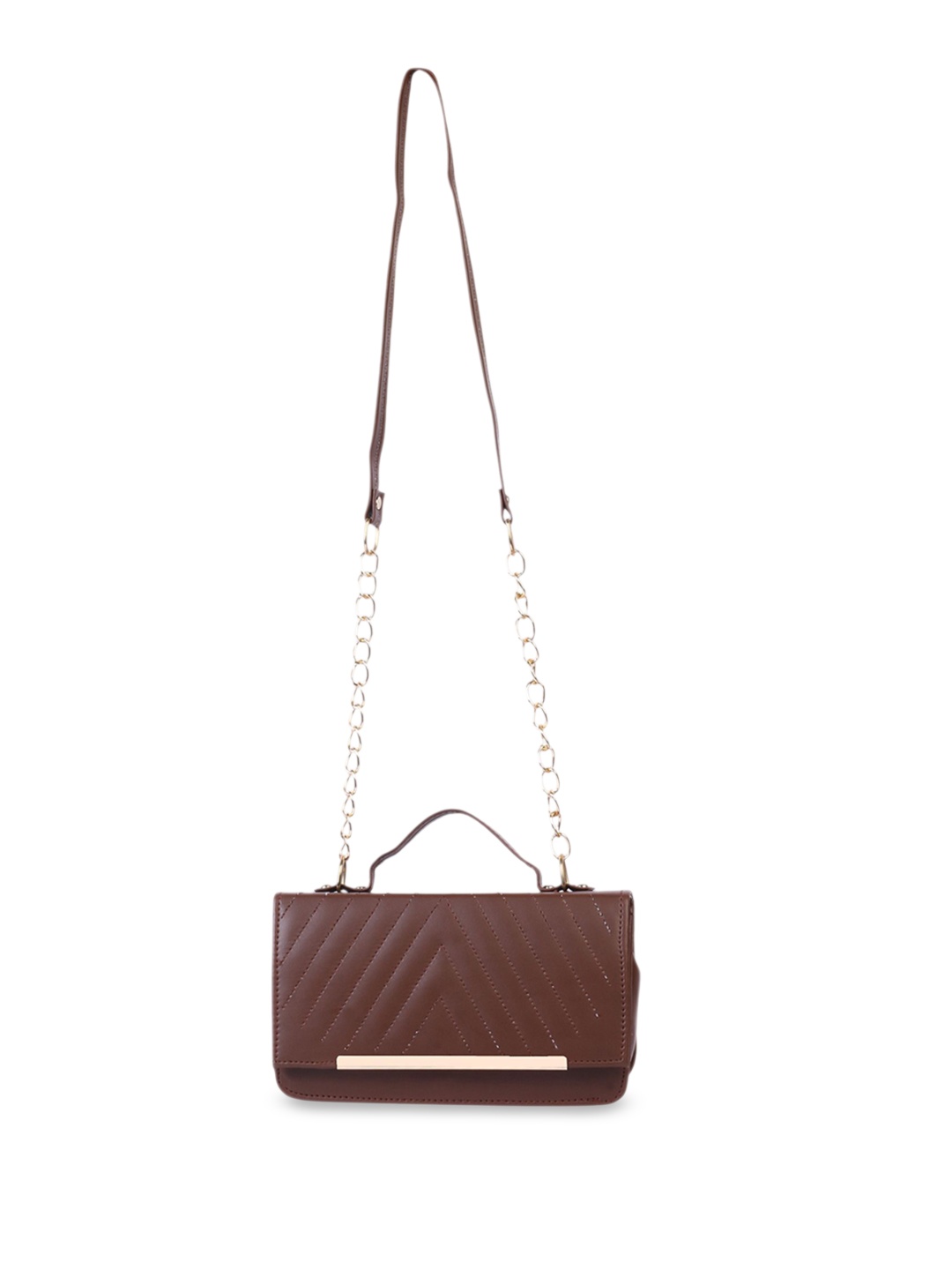 

DressBerry Textured PU Structured Sling Bag with Quilted, Brown