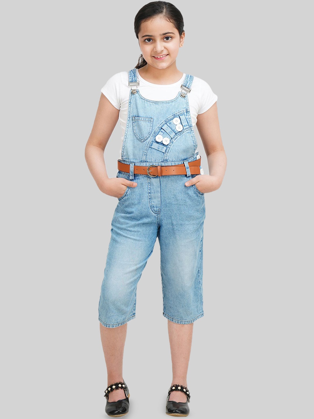 

BEING NAUGHTY Girls Pure Cotton Dungaree, Blue