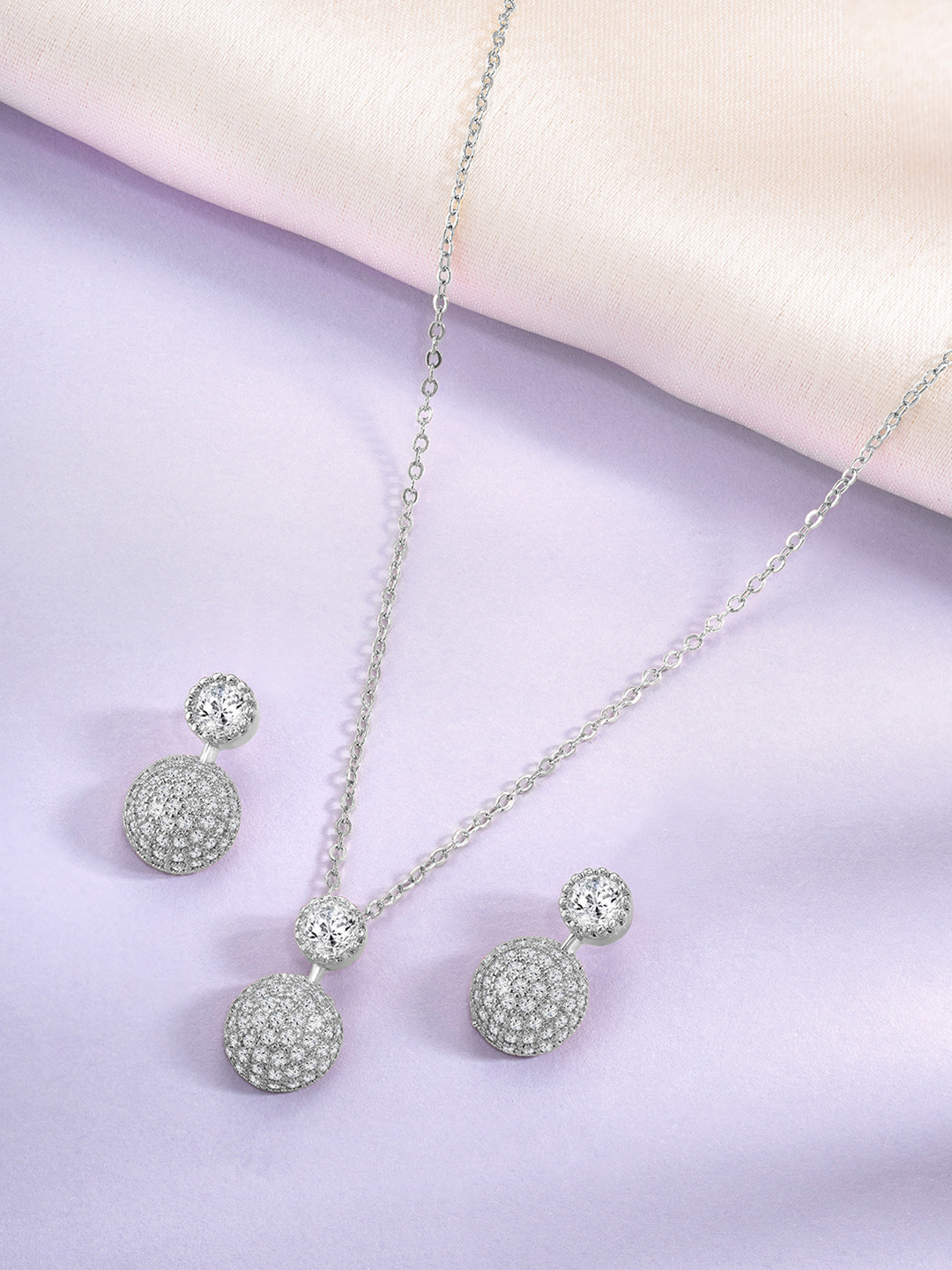 

Peora Silver-Plated CZ-Studded Jewellery Set