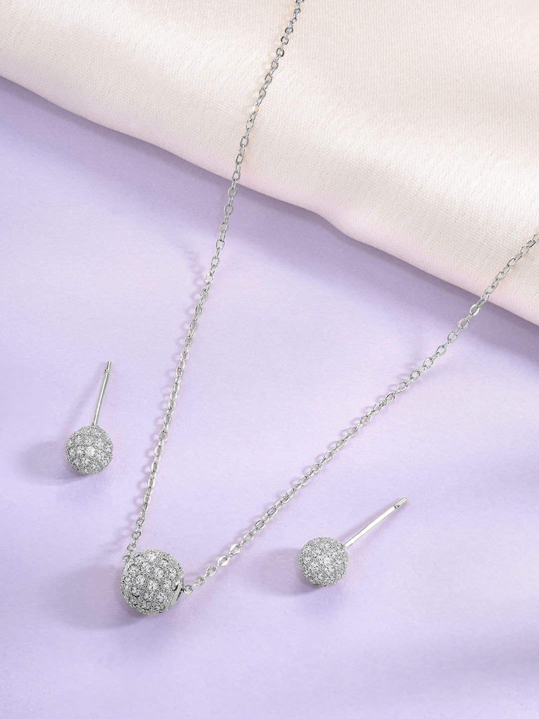 

Peora Silver-Plated CZ-Studded Jewellery Set