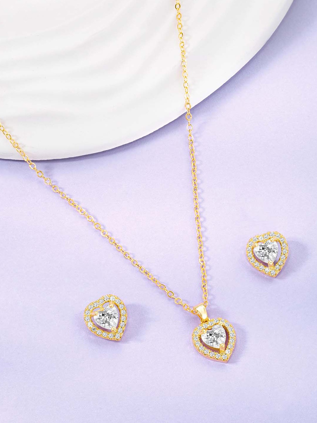 

Peora Gold Plated CZ & Crystal-Studded Jewellery Set