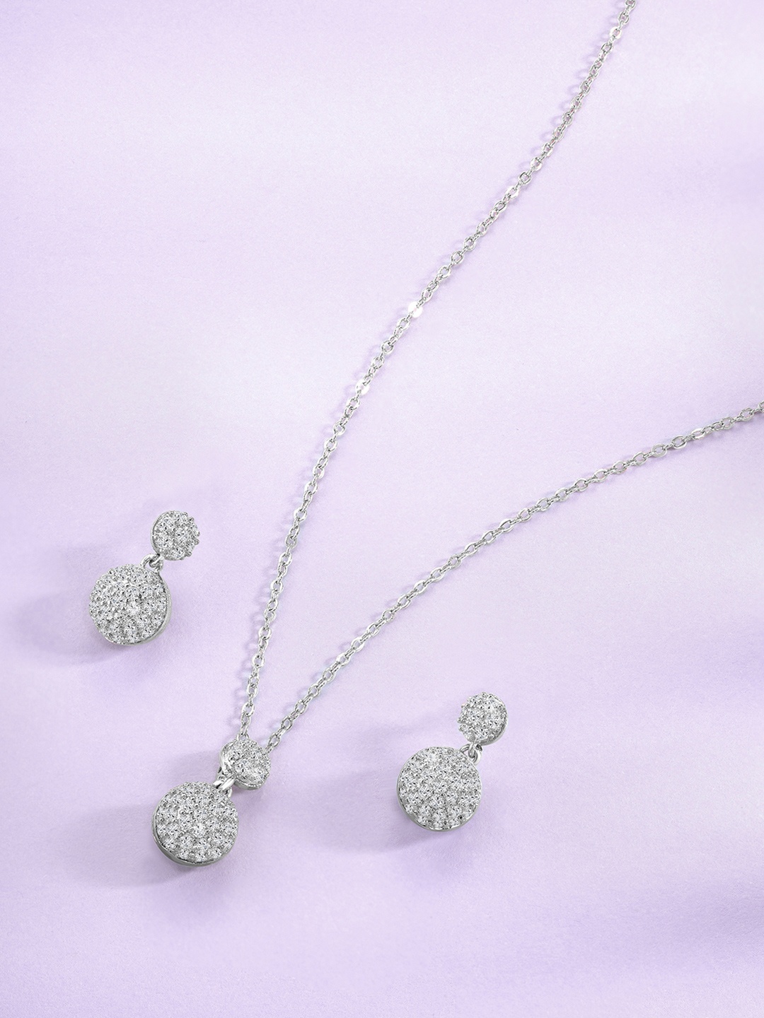 

Peora Silver-Plated CZ-Studded Jewellery Set