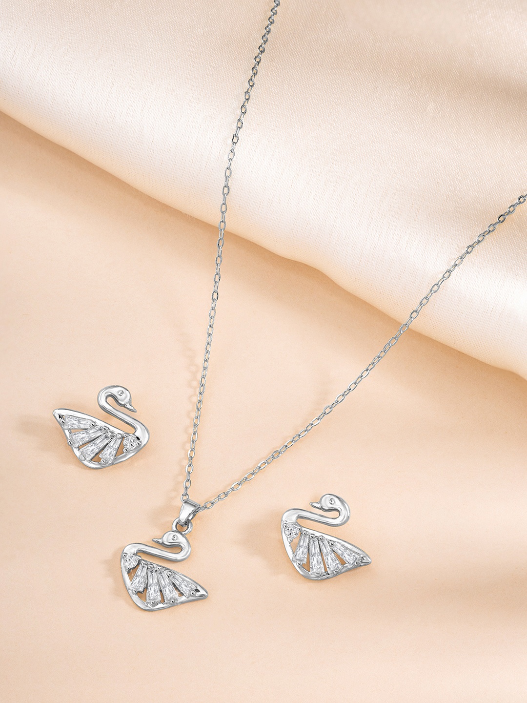 

Peora Silver-Plated CZ-Studded Jewellery Set