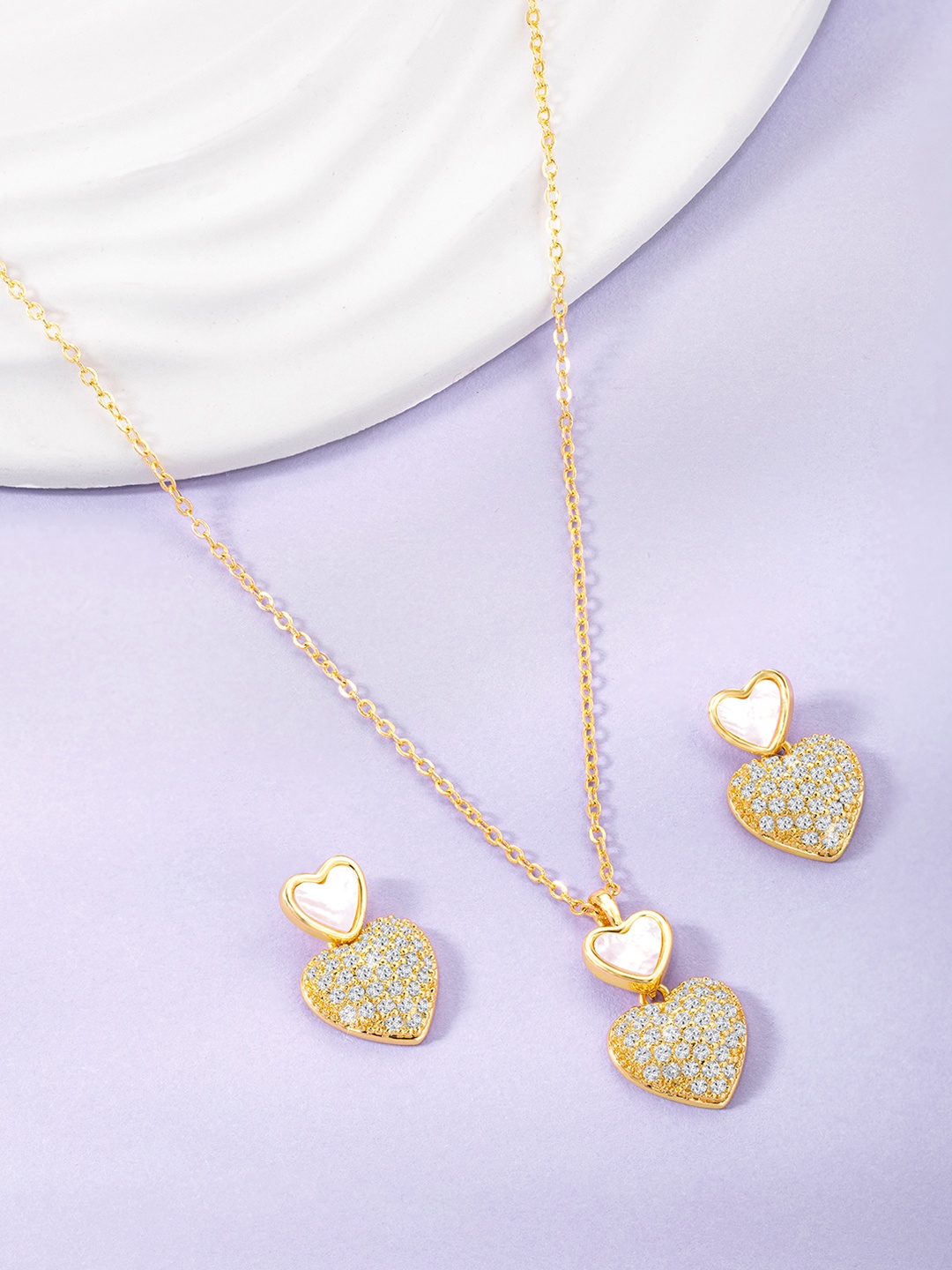 

Peora Gold-Plated CZ-Studded Jewellery Set