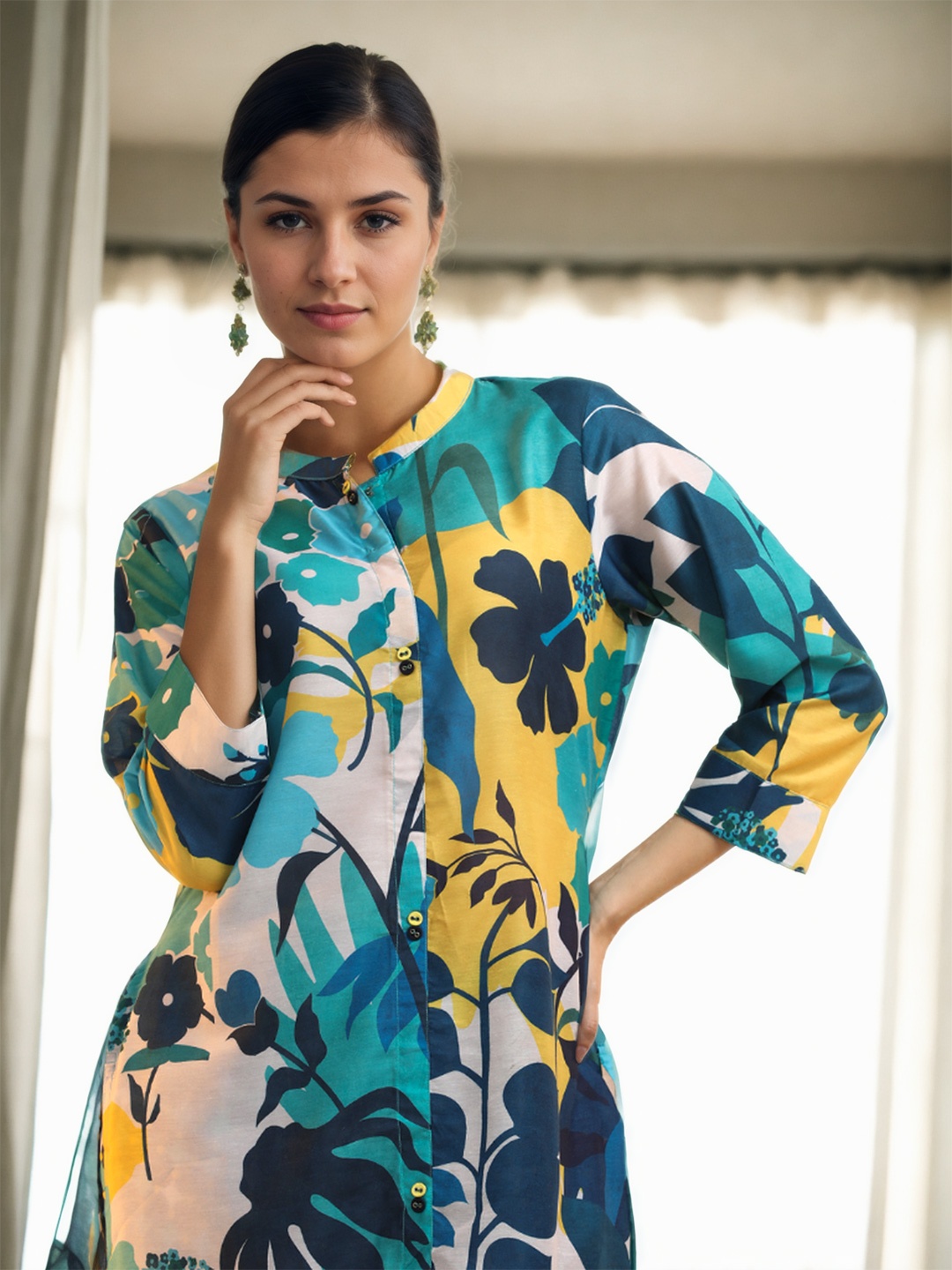 

Jaipur Kurti Women Floral Printed Regular Kurta with Trousers, Green